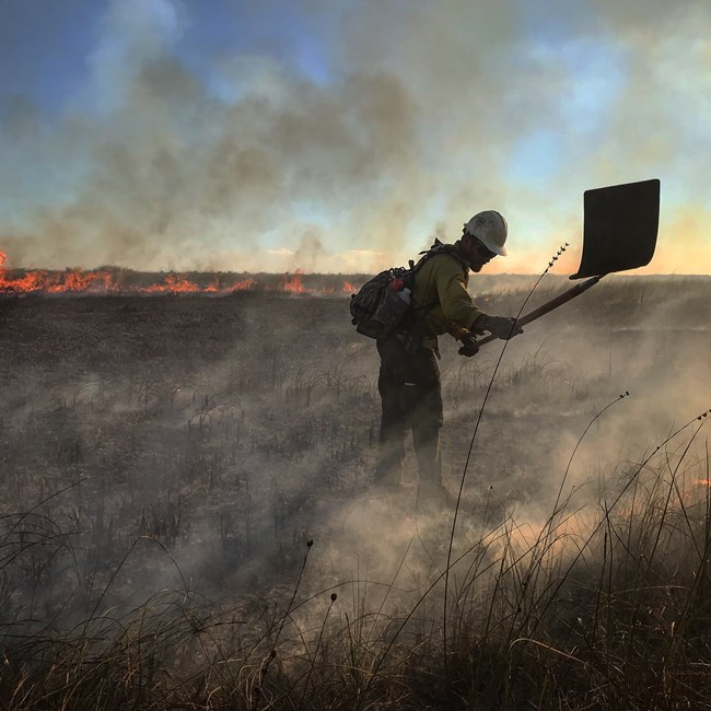 Wildland Firefighter on Prescribed Burn