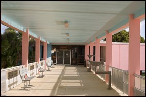 Breezeway on the second level of the Flamingo Visitor Center