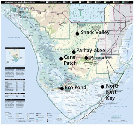 Acoustic recording sites in Everglades National Park