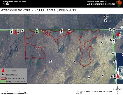 Map of Fire in East Everglades as of noon  08032011