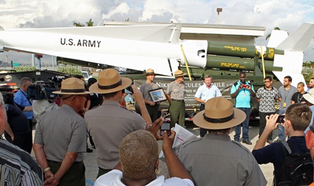 NPS staff thank school principal for all the work done on refurbishing missile
