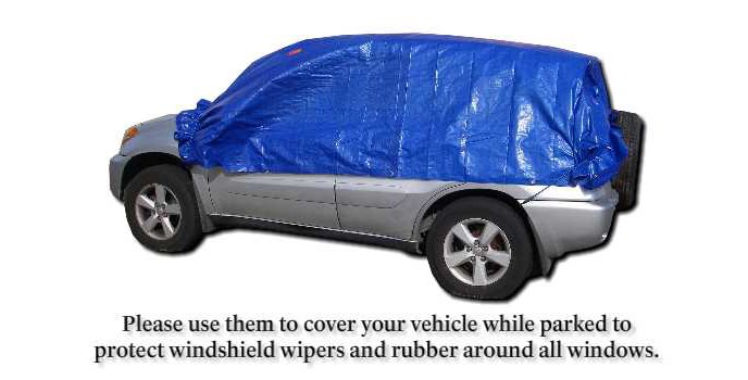 Please use them to cover your vehicle while parked to protect windshield wipers and rubber around all windows.