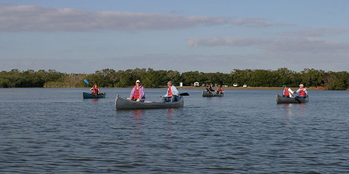 Ranger-led canoe ride on nine mile pond. Ranger-led canoe ride on nine mile pond.