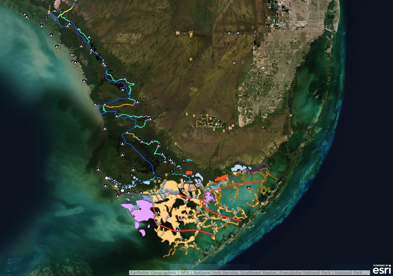 Everglades marine management zones and corridors web mapping application.