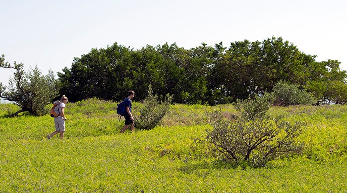 Coastal Prairie Hiking Trail hikers at  club house.