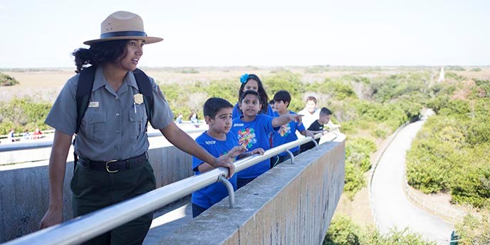 A ranger guides a tour at Shark Valley.