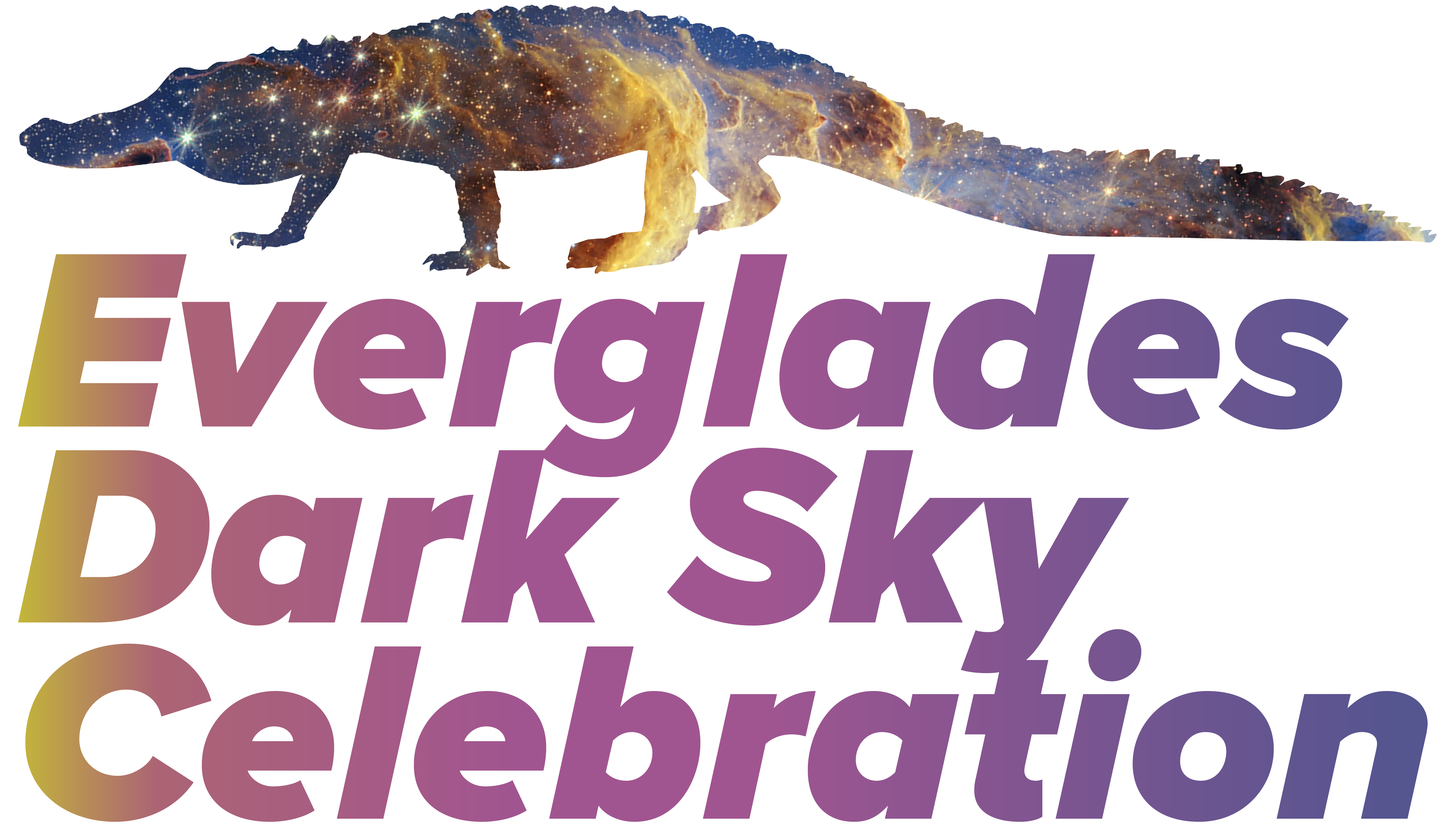 Stars within an alligator shape above the words "Everglades Dark Sky Month"