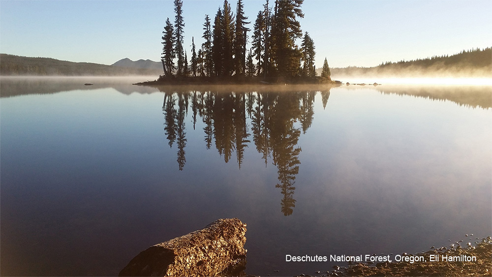 Example of Evaporation - Image of steam coming off a lake