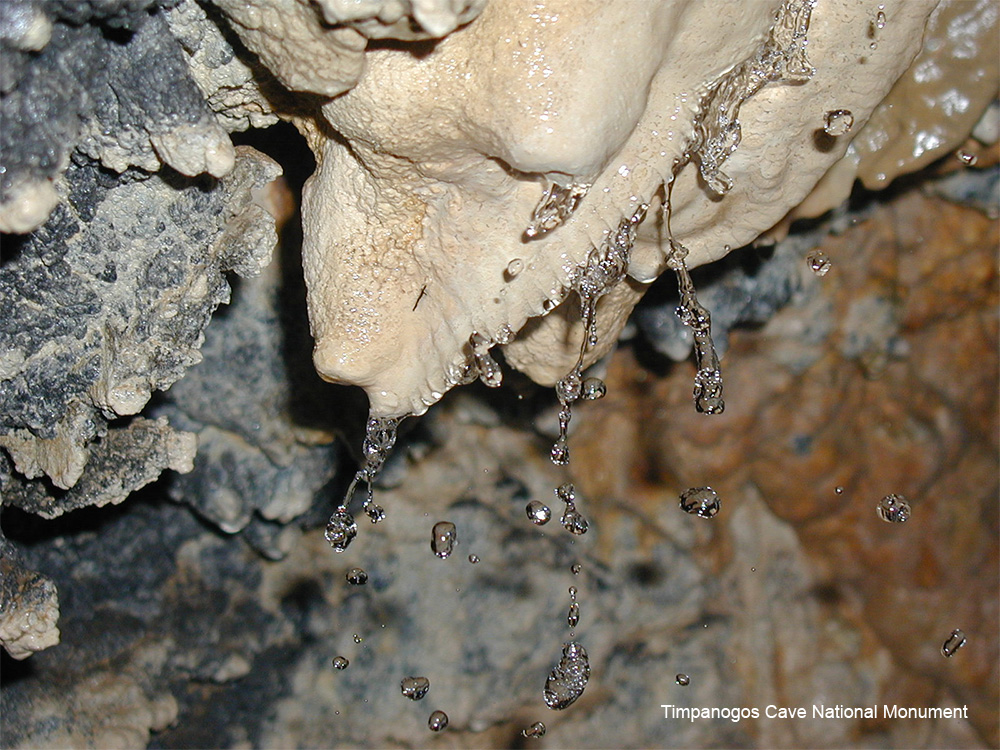 Example of Infiltration Into Groundwater - Image of water dripping from upper portion of underground cave