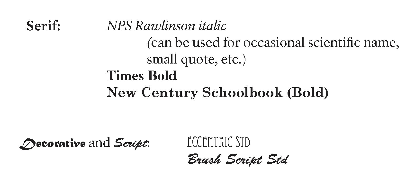 Each serif font listed above as non-accessible is presented in this image.