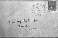 Envelope addressed to Mr. Jay Perkins Jr. postmarked St. Thomas.