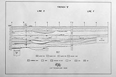 Drawing labeled Trench V, lay-out shows the different surface levels. 