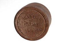 Aged metal container.