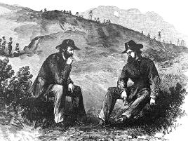 Union General Grant and Confederate General Pemberton discussing the surrender