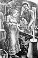 Portrait of Lincoln clerking at a store