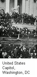 Many people on steps of U. S. Capitol Building