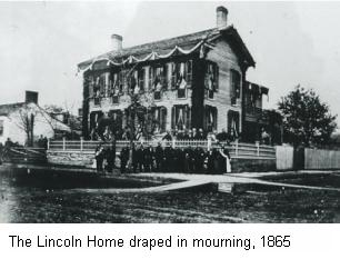 Lincoln Home draped in mourning, 1865