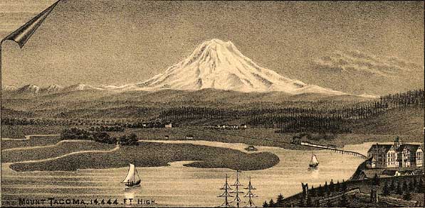 1884 panoramic map of the Mount Rainier