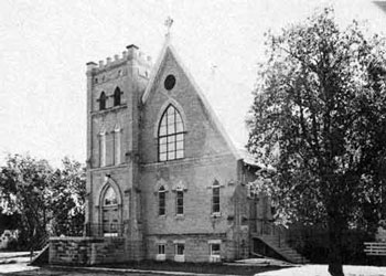 Chesterfield Church with surrounding trees.