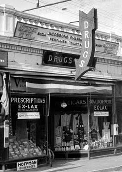 Pharmacy storefront.