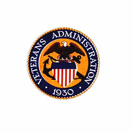 Veterans Administration seal, dated 1930, with eagle and shield.