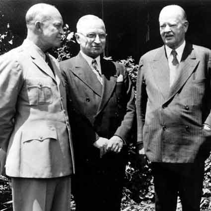 President Eisenhower with former Presidents Truman and Hoover.