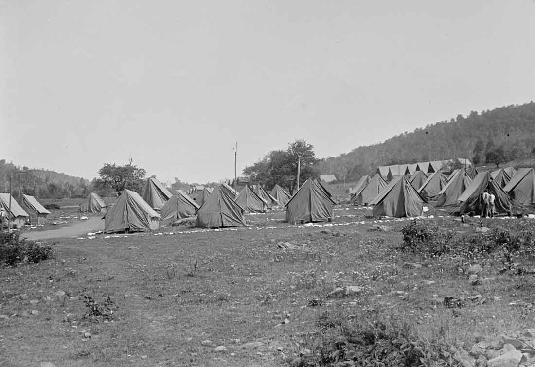 Tents pitched at the Marine Camp.