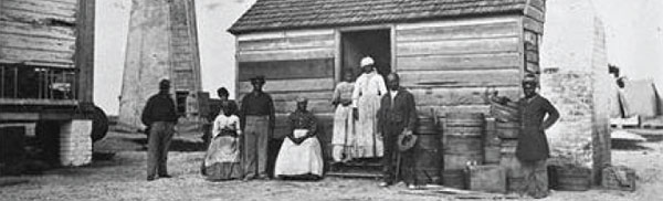 African Americans on Cockspur Island, Georgia, after the fall of Ft. Pulaski, c. 1862 (NPS photo)
