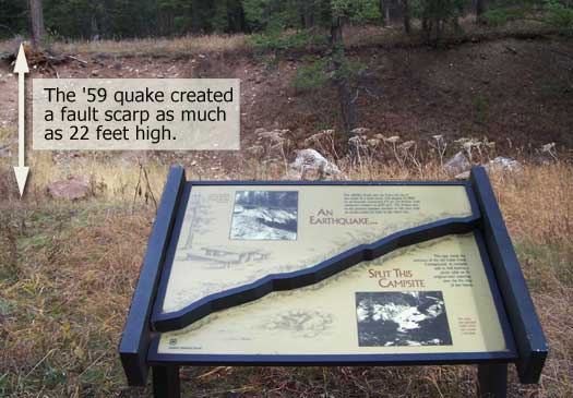 Outdoor exhibit showing t he change interrain elevation due to the earthquake
