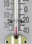 outdoor wall thermometer showing  temperature below 30 degrees F