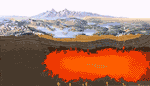 drawing of the magma chamber beneath the park