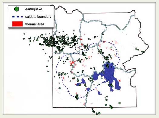 park map showing locations of earthquakes over a year's time