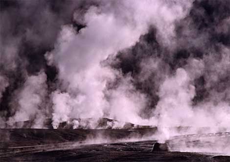 Stream rises over a hydrothermal area