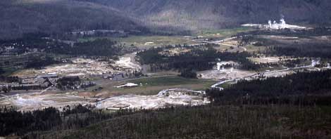 Aerial View of the Upper Geyser Basin 