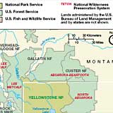 Teton national Wilderness Preservation System map