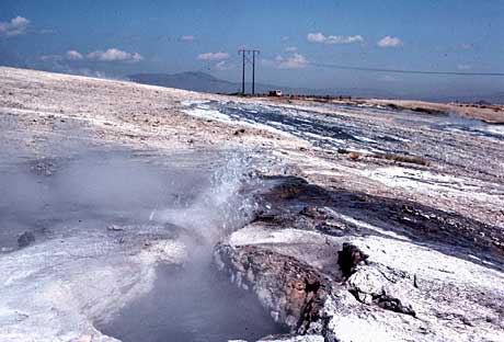 A geyser splashes at Steamboat Hot Springs, Nevada.