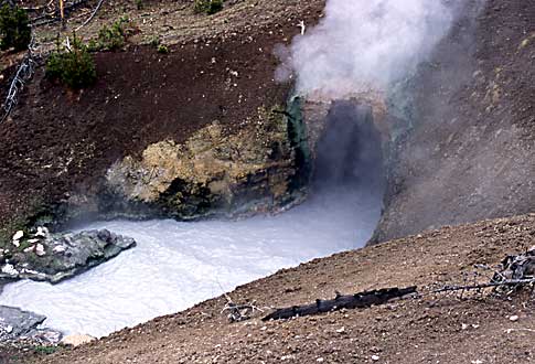 Steam hisses from the opening of Dragon's Mouth