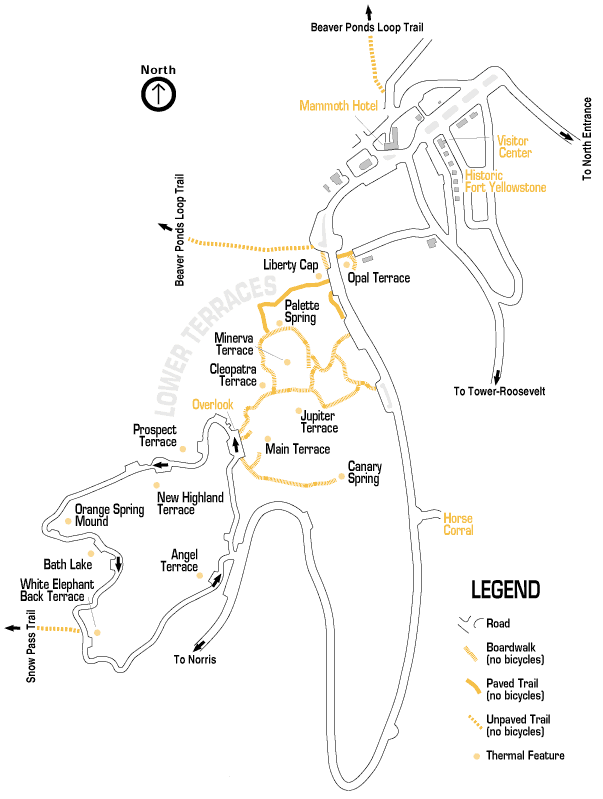 Interactive map of the Mammoth Hot Springs Online Tour
