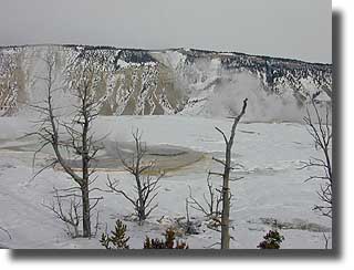 Mt. Everts provides a wintery backdrop to Main Terrace.