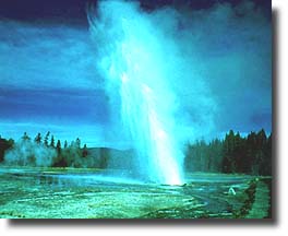 Daisy Geyser erupts at angle.