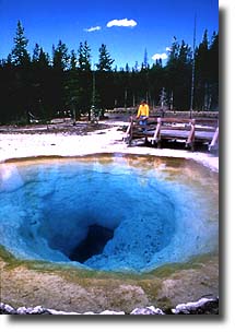 Morning Glory Pool has deep aqua water.