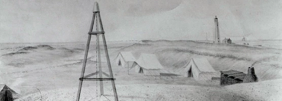Portion of 1837 sketch by USGS showing first Fire Island Lighthouse.