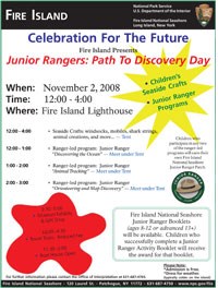 Poster for Fire Island Lighthouse Junior Ranger Day.