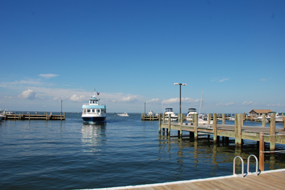 Ferry and other vessels inside Sailors Haven Marina