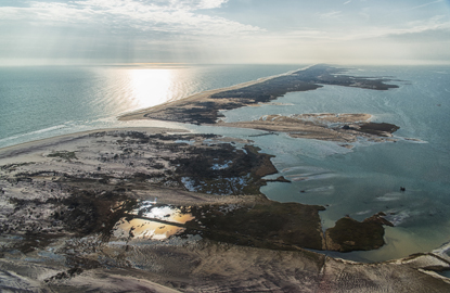 Aerial view of Old Inlet, looking west on November 10, 2012