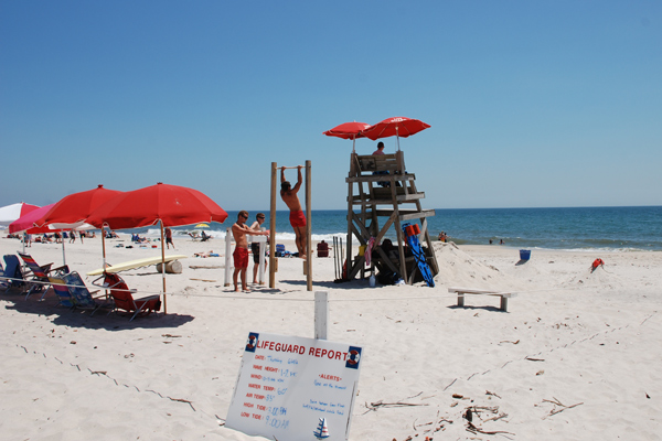 Lifeguards on duty at Sailors Haven Beach. Lifeguards on duty at Sailors Haven Beach.