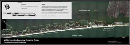 2013 Fire Island Wilderness backcountry camping zone map