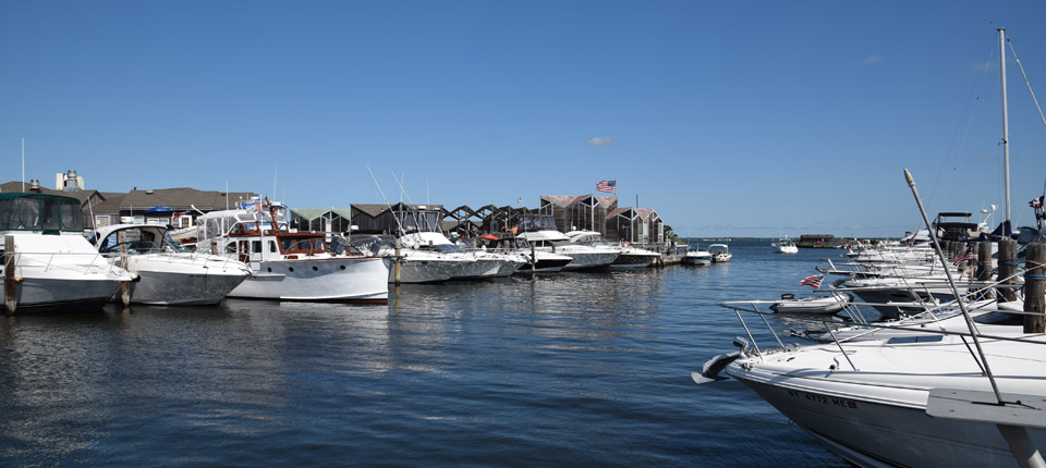 View of Watch Hill facilities and marina filled with boats View of Watch Hill facilities and marina filled with boats