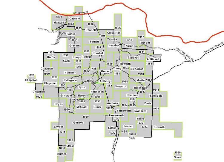 Map of Homestead Land Grants