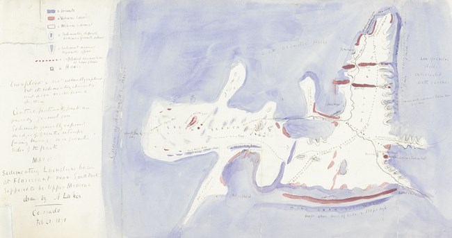 Map done in watercolors by Arthur Lake